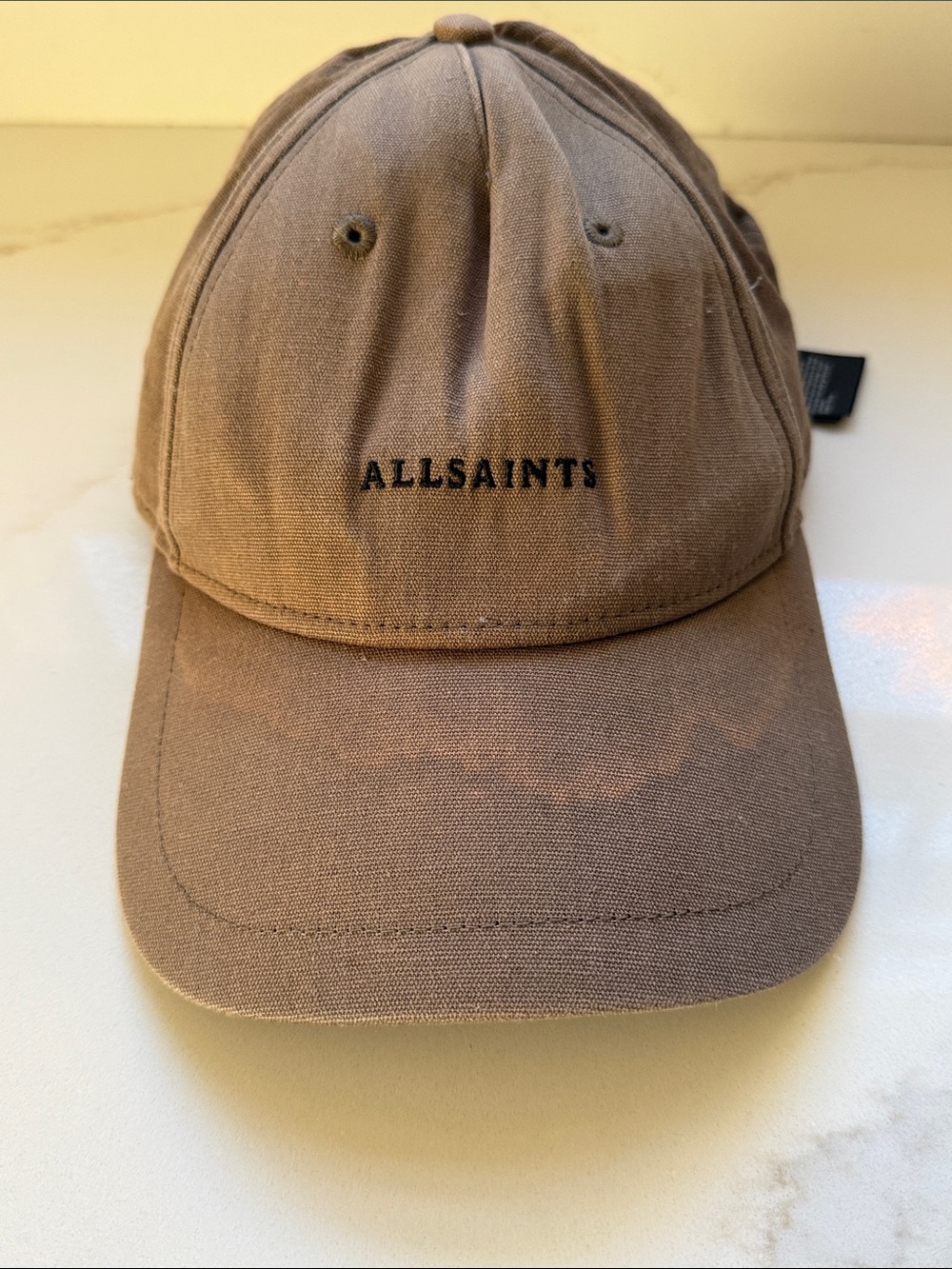 All Saints Tan Cotton Logo Baseball Cap *flawed